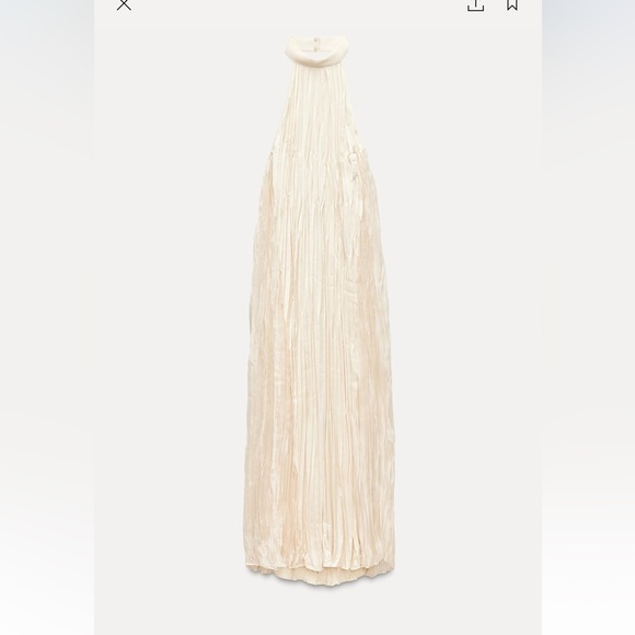 Zara long pleated dress. Current season fall 2024. XS Gold/beige color. - Picture 4 of 9